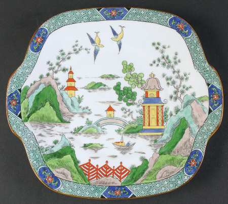Ye Olde Willow Square Handled Cake Plate