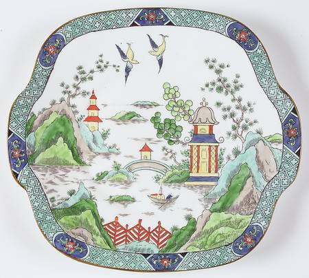 Ye Olde Willow Square Handled Cake Plate