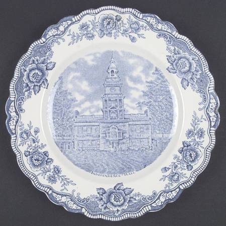 Colonial Times Blue (Floral Border) Dinner Plate
