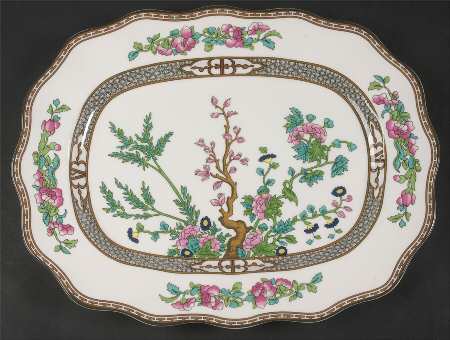 Indian Tree Multicolor (Scalloped, Newer) 14" Oval Serving Platter
