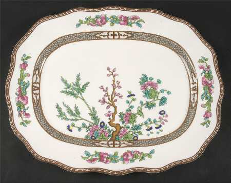 Indian Tree Multicolor (Scalloped, Newer) 16" Oval Serving Platter