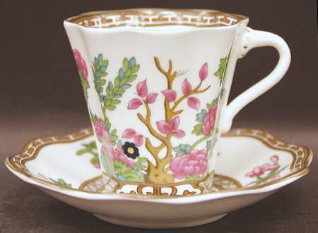 Indian Tree Multicolor (Scalloped, Newer) Flat Demitasse Cup & Saucer Set