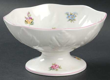 Floral Bouquet (Scalloped) Round Compote (Height X Width)