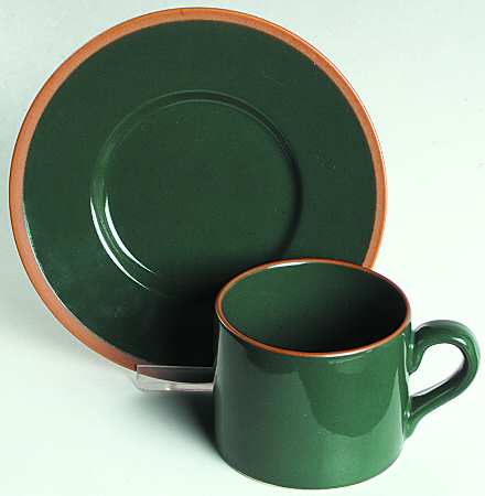 Stafford Green Flat Cup & Saucer Set