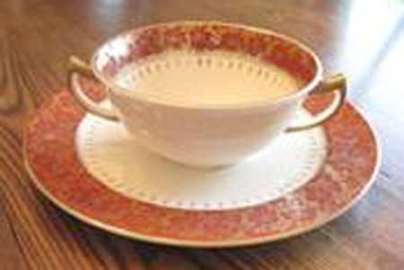 CRO150 Footed Cream Soup Bowl & Saucer Set by Crooksville