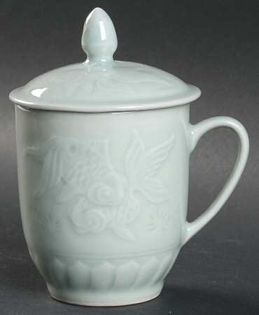 Celadon Koi Fish Mug & Lid