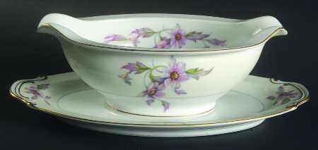 Silver Poppy Gravy Boat with Attached Underplate