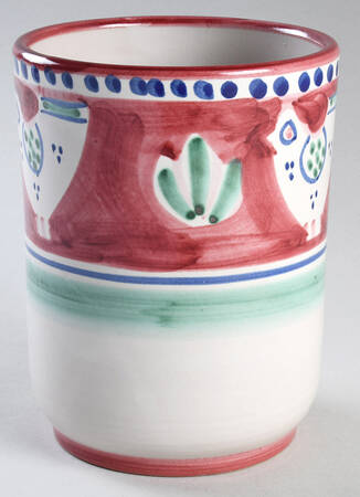 Campagna Chicken (Red Border, Blue Dots) 6" Storage Jar No Lid