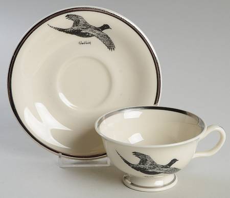 Wild Game Birds Footed Cup & Saucer Set
