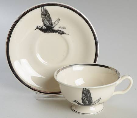 Wild Game Birds Footed Cup & Saucer Set
