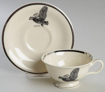 Wild Game Birds Footed Cup & Saucer Set