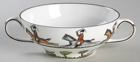 Hunting Scene Flat Cream Soup Bowl
