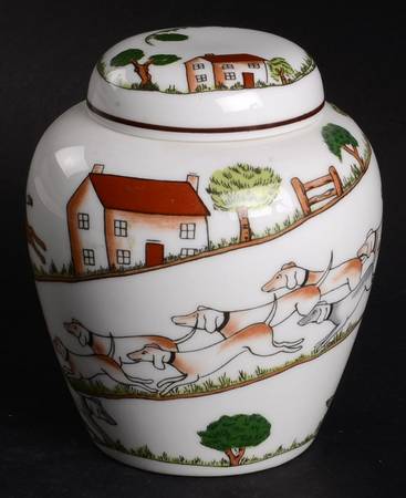 Hunting Scene Mini Ginger Jar & Lid