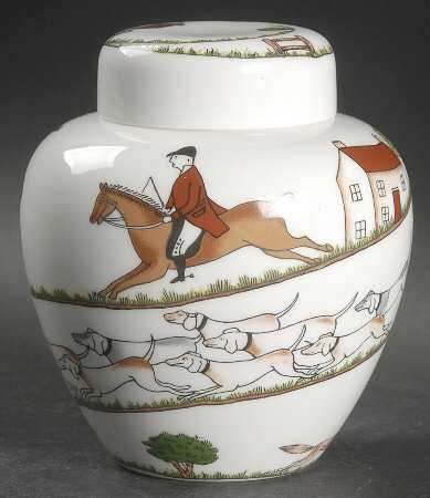 Hunting Scene Small Ginger Jar & Lid