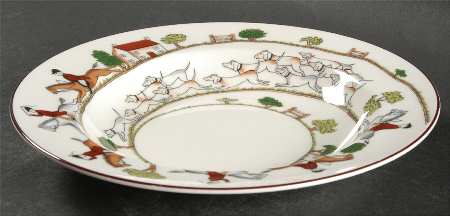 Hunting Scene Large Rim Soup Bowl