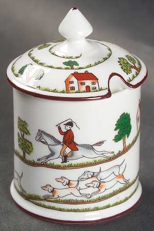 Hunting Scene Mustard Jar & Lid