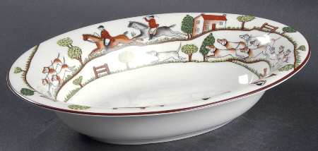 Hunting Scene 9" Oval Vegetable Bowl