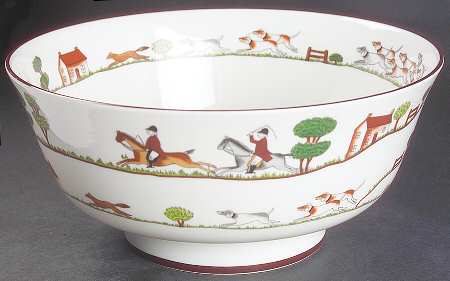 Hunting Scene Oriental Salad Serving Bowl