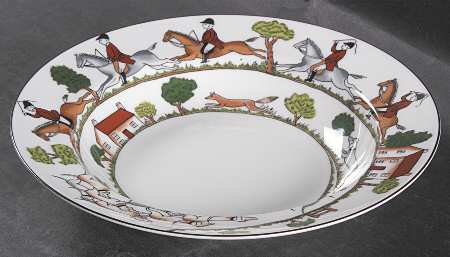 Hunting Scene Rim Soup Bowl
