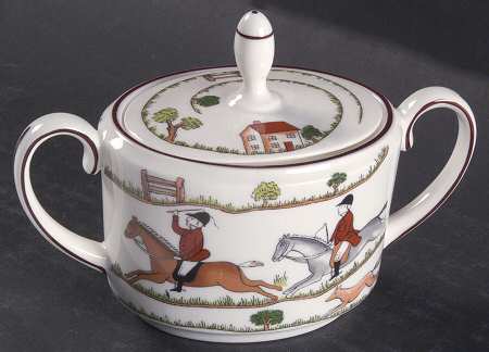Hunting Scene Sugar Bowl & Lid