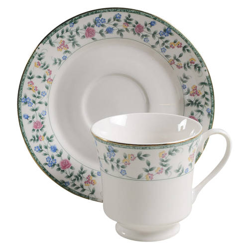 Diane (Porcelain, Gold Trim) Footed Cup & Saucer Set