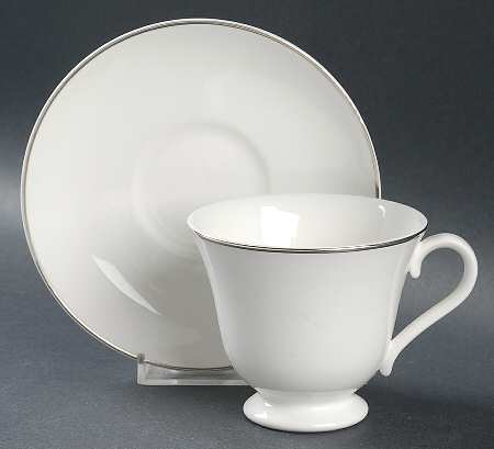 Platinum  Band Footed Cup & Saucer Set