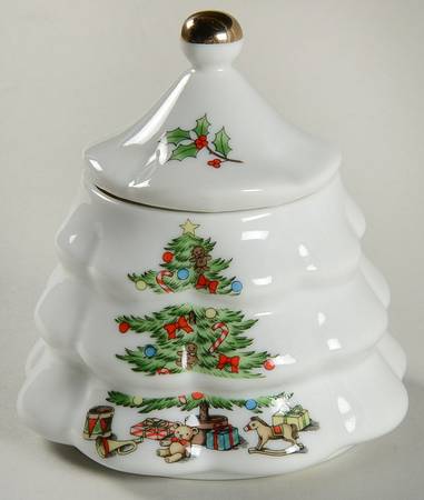American Christmas Tree Sugar Bowl & Lid