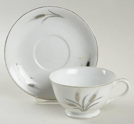 Silver Wheat (Rim Shape) Footed Cup & Saucer Set