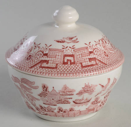 Willow Rosa Pink (England) Sugar Bowl & Lid