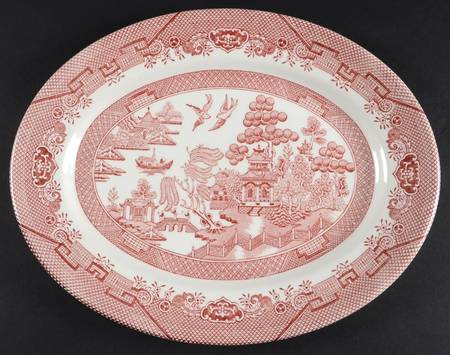 Willow Rosa Pink (England) 12" Oval Serving Platter