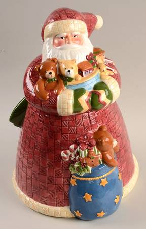 Father Christmas Figural Cookie Jar & Lid