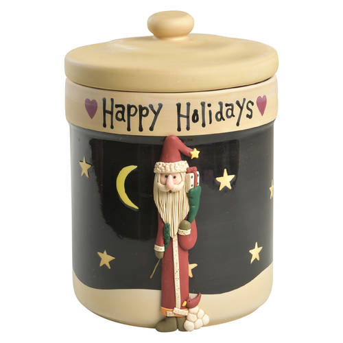 Midnight Santa Cookie Jar & Lid