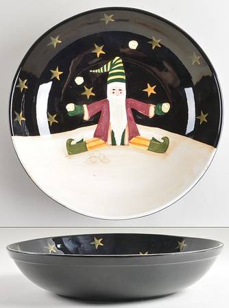 Midnight Santa 13" Pasta Serving Bowl