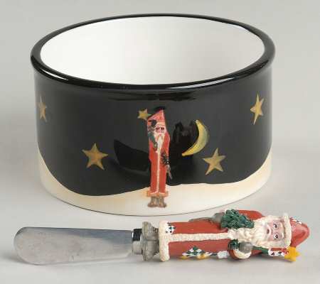 Midnight Santa Dip Bowl & Spreader Set