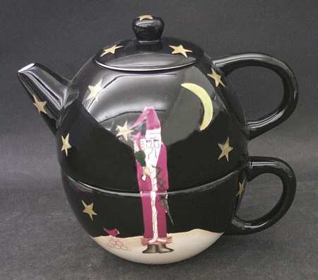 Midnight Santa Individual Teapot & Lid with Cup