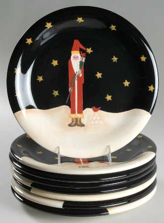 Midnight Santa Dinner Plate - Set of 8