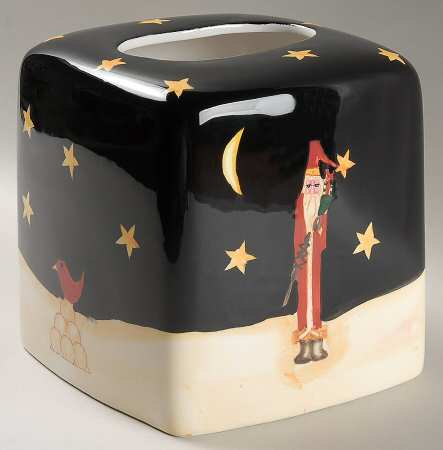 Midnight Santa Square Tissue Box Cover