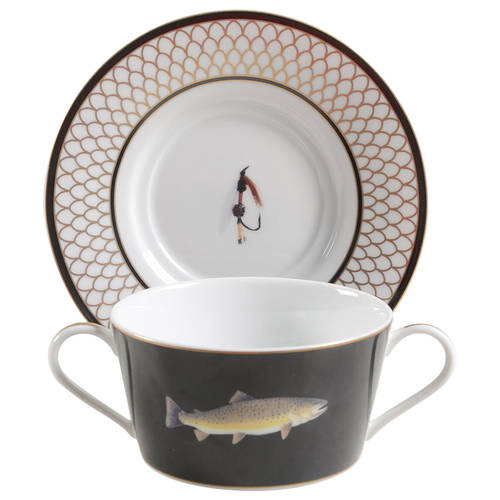 American Waters Flat Cream Soup Bowl & Saucer Set