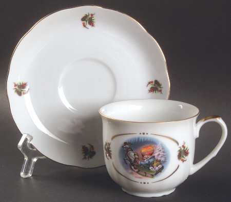 Old Fashioned Christmas Flat Cup & Saucer Set