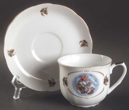 Old Fashioned Christmas Flat Cup & Saucer Set