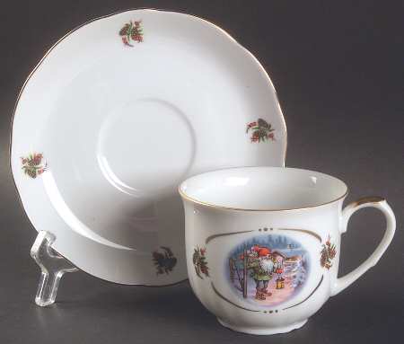 Old Fashioned Christmas Flat Cup & Saucer Set