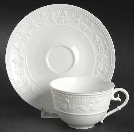 Georgia White Flat Cup & Saucer Set