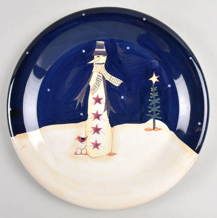 Midnight Snowman Dinner Plate