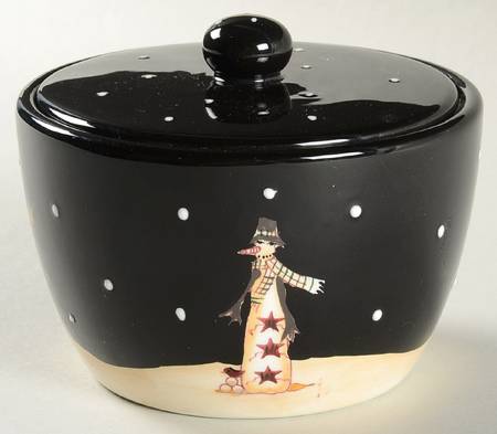 Midnight Snowman Sugar Bowl & Lid