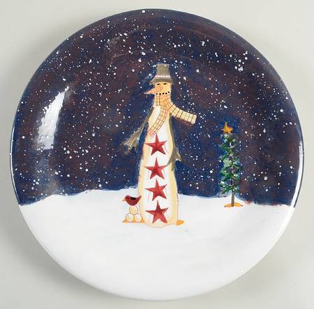 Midnight Snowman Dinner Plate