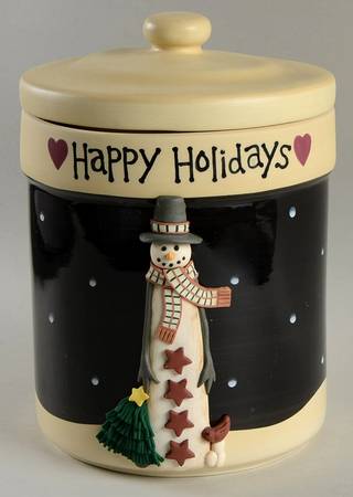 Midnight Snowman Cookie Jar & Lid