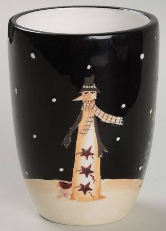 Midnight Snowman China Bathroom Tumbler