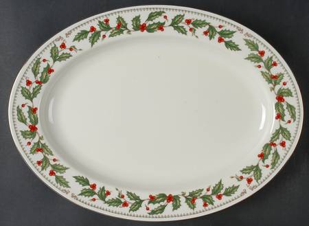 Ivory Holly (Japan) 14" Oval Serving Platter