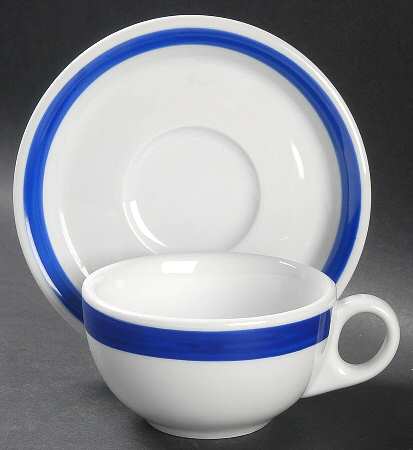 Diner Blue Flat Cup & Saucer Set
