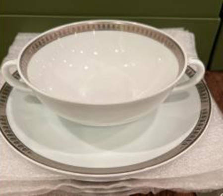 Malmaison (Platinum) Flat Cream Soup Bowl & Saucer Set